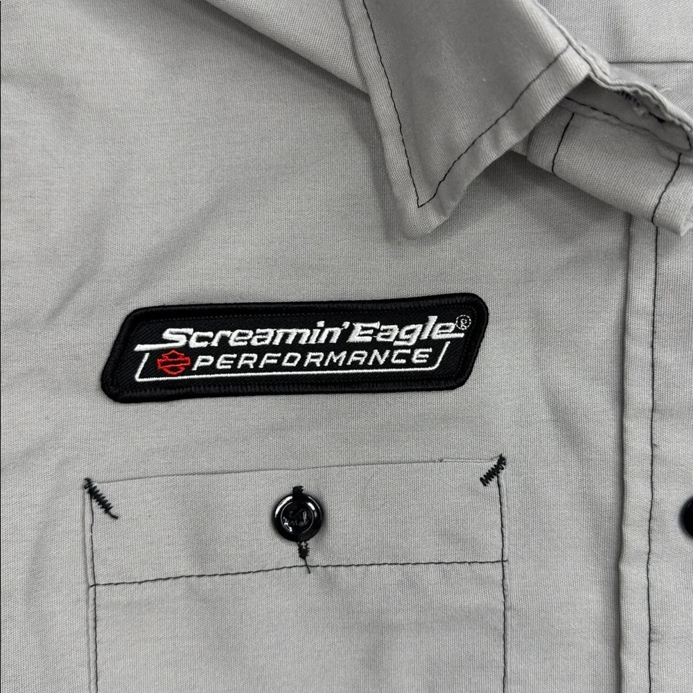 Womens Harley Davidson Screamin Eagle Performance Button Down Shirt Large L gray - Picture 3 of 8